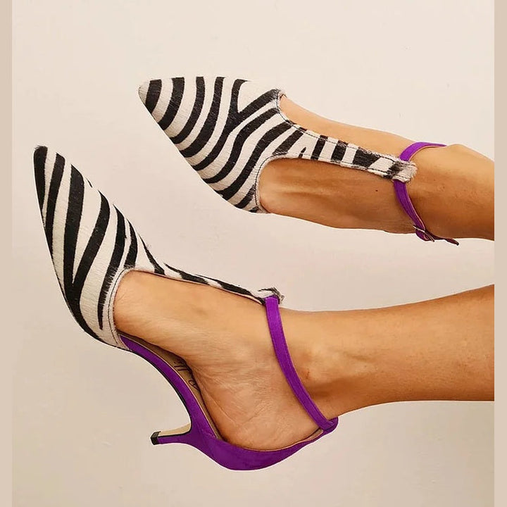 ISABELLA | Elegante décolleté zebrato con raffinato tacco viola