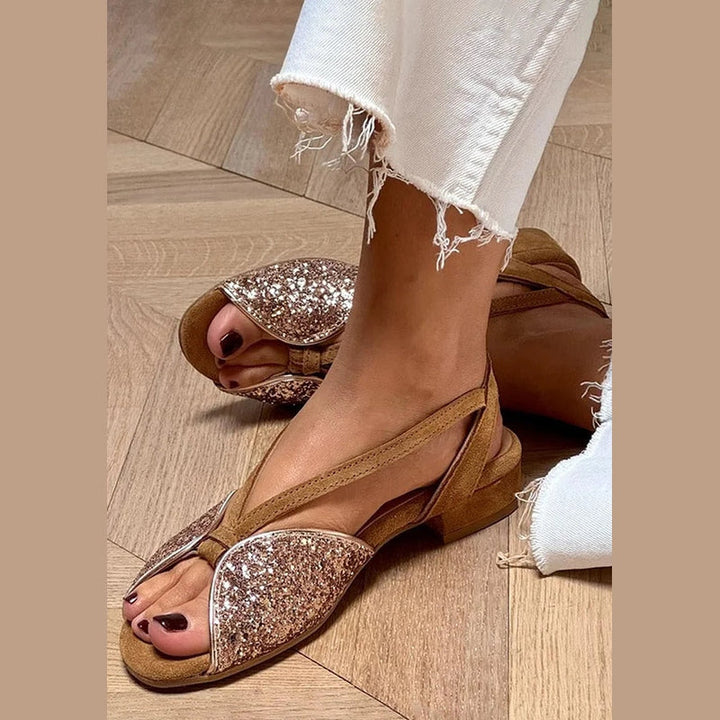 LUCREZIA | Eleganti Sandali Glitter con Suola Bassa per un Look Chic e Comodo
