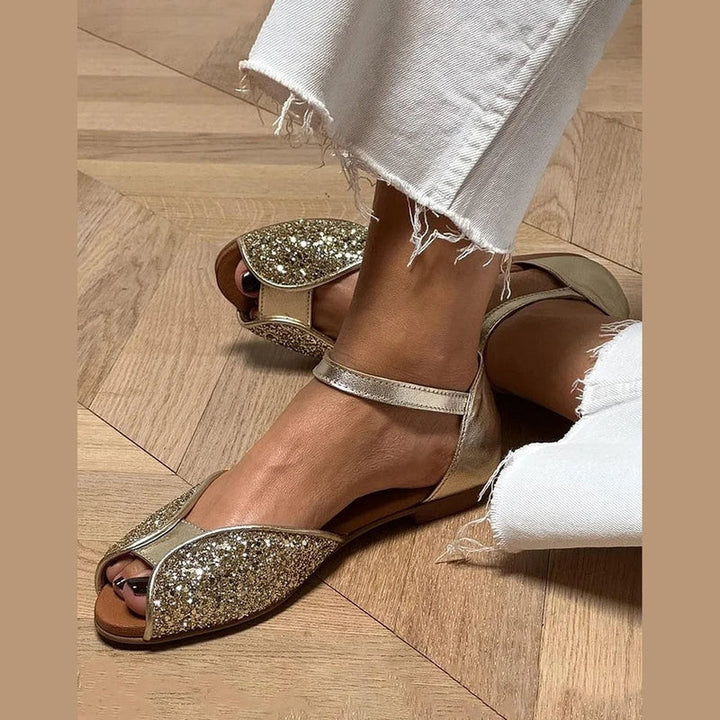 FLAVIA | Sandalo Flat Glitterato Elegante e Brillante