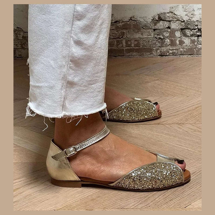 FLAVIA | Sandalo Flat Glitterato Elegante e Brillante