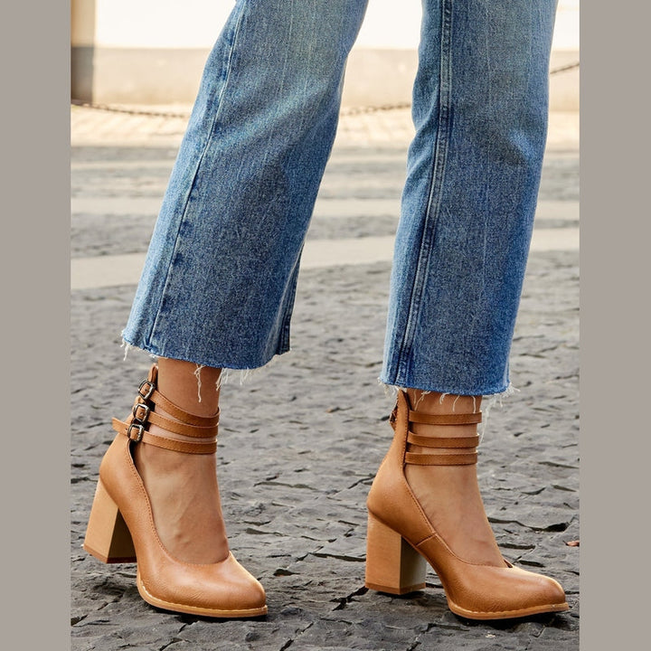 Caa™ | Eleganti sandali lisci con cinturino alla caviglia e tacco spesso per un look sofisticato