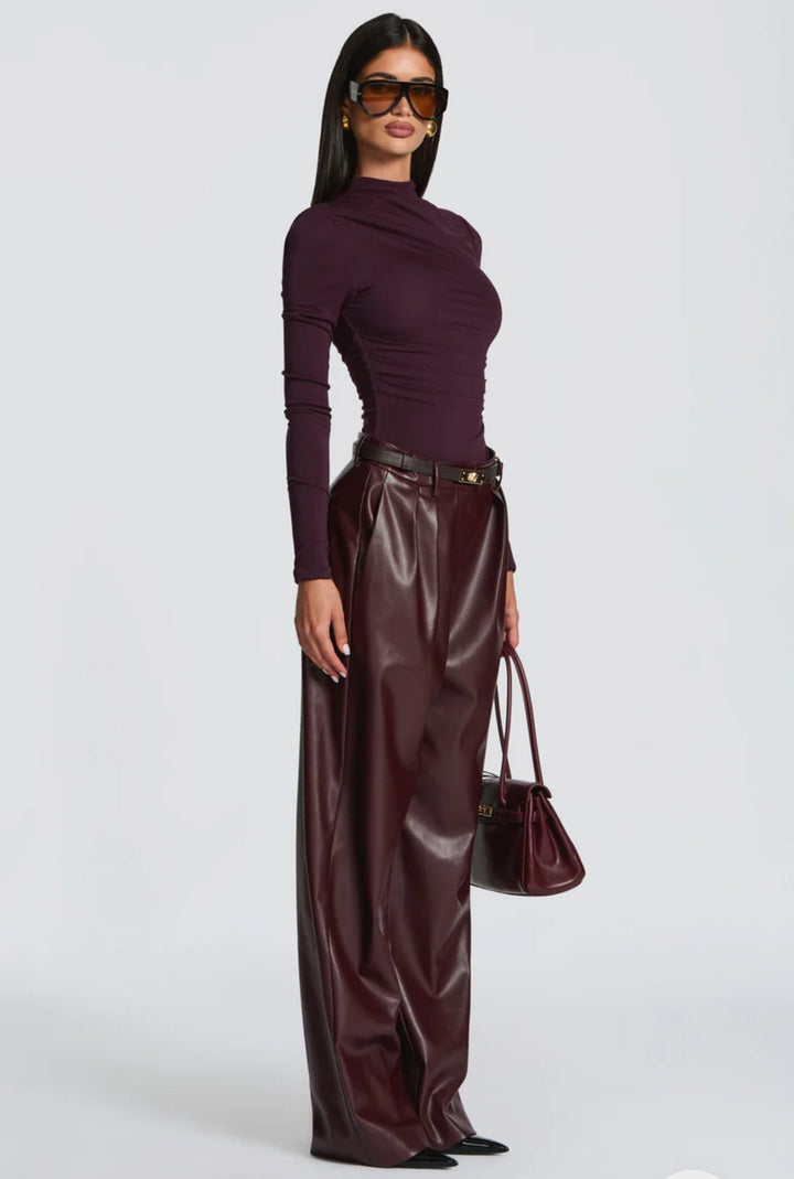 Pantaloni ANITA in eco-pelle a vita