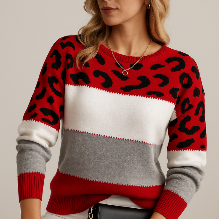 Charlene | Maglione Casual con Stampa Leopardata