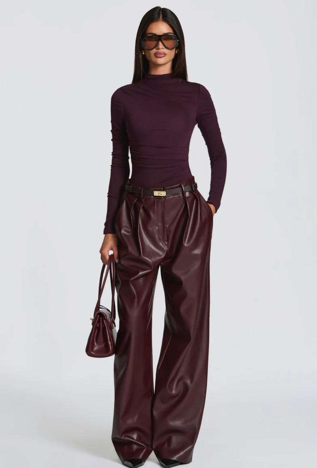 Pantaloni ANITA in eco-pelle a vita