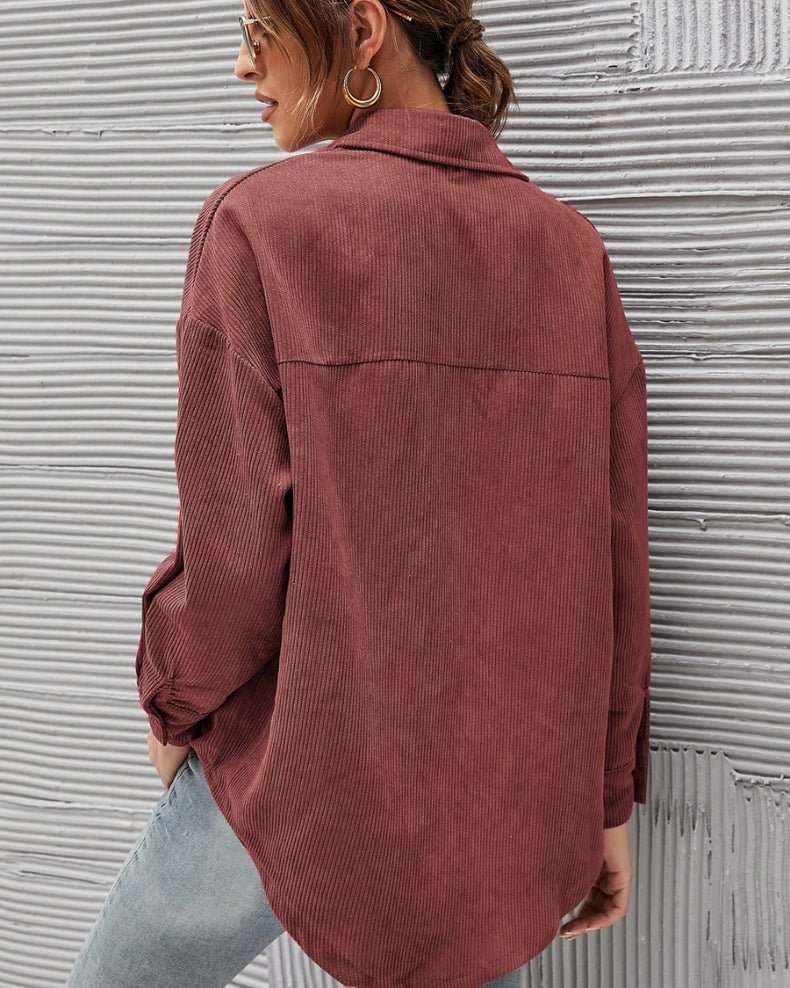 Camicia oversize in velluto a coste