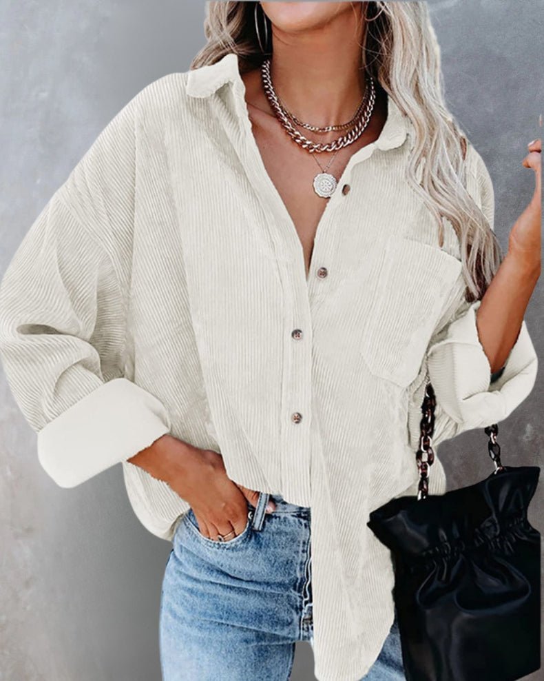 Camicia oversize in velluto a coste