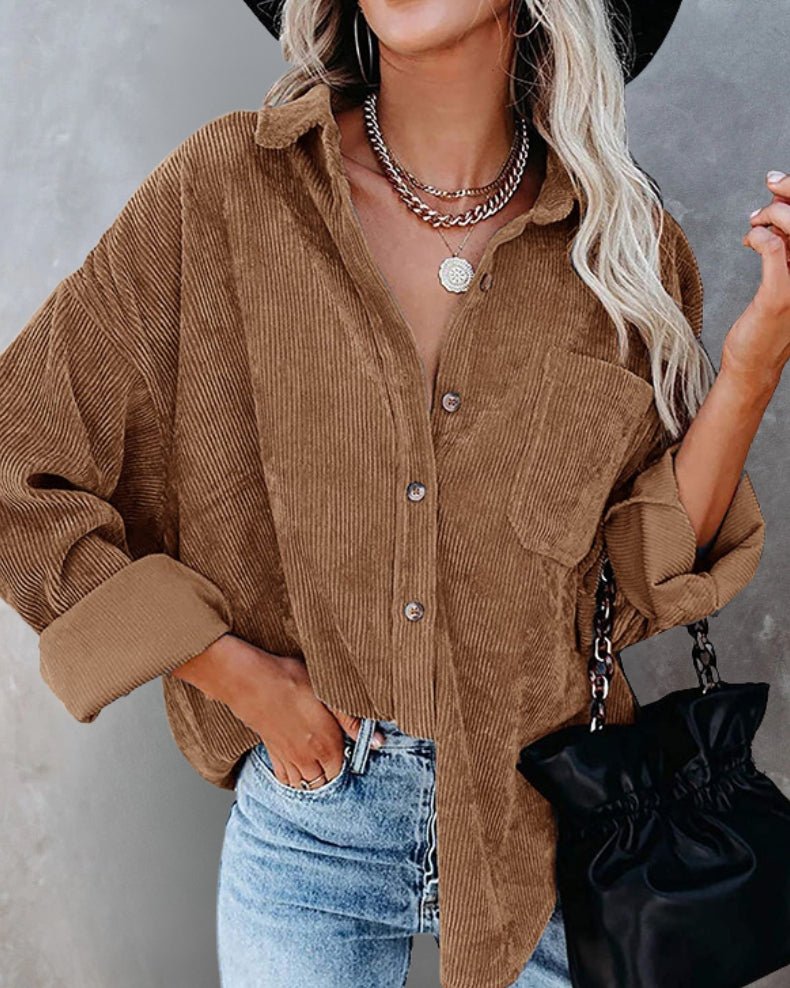 Camicia oversize in velluto a coste