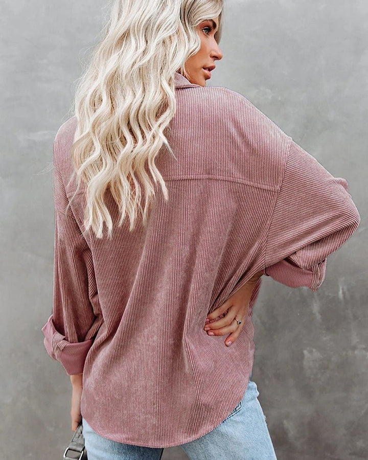 Camicia oversize in velluto a coste