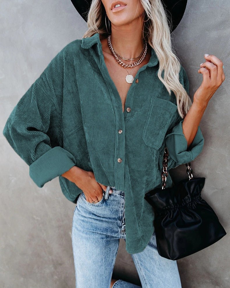 Camicia oversize in velluto a coste