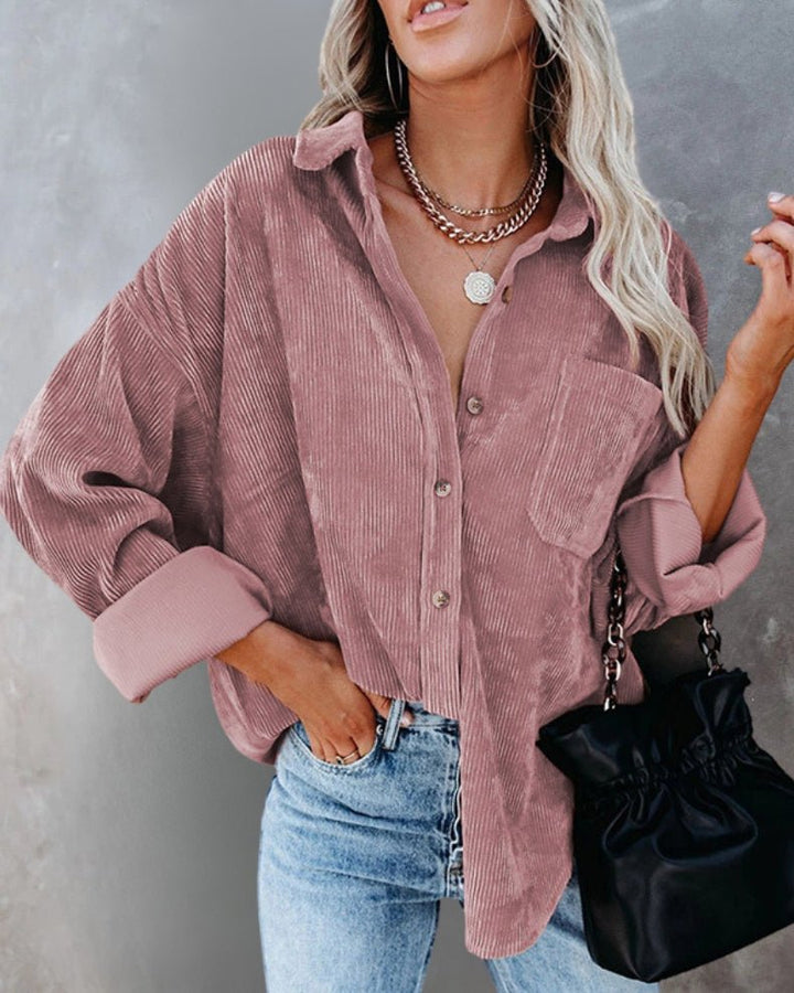 Camicia oversize in velluto a coste