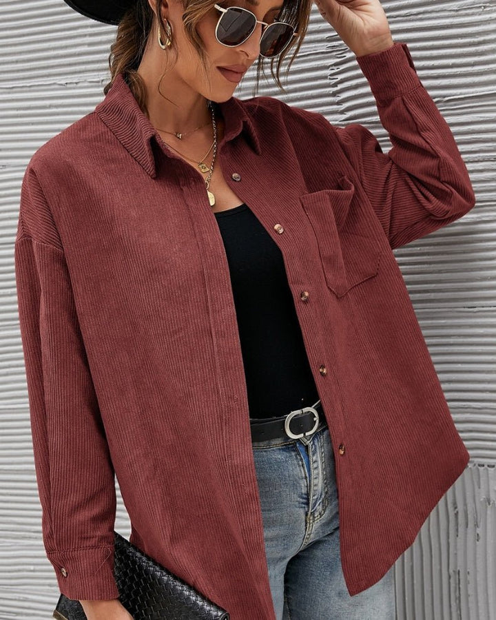 Camicia oversize in velluto a coste