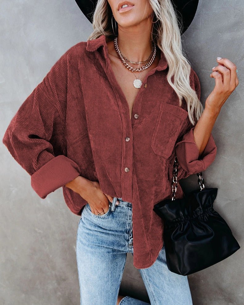 Camicia oversize in velluto a coste