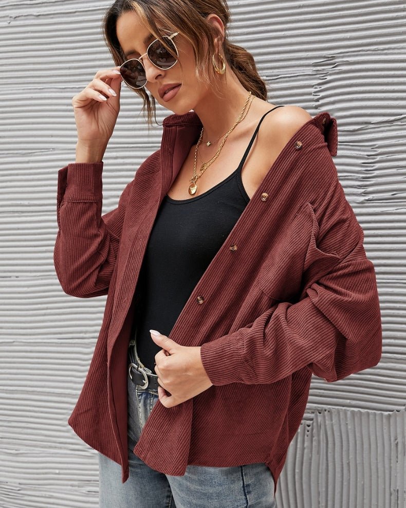 Camicia oversize in velluto a coste