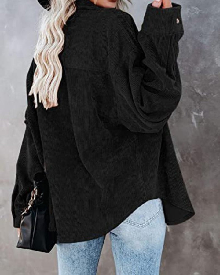 Camicia oversize in velluto a coste