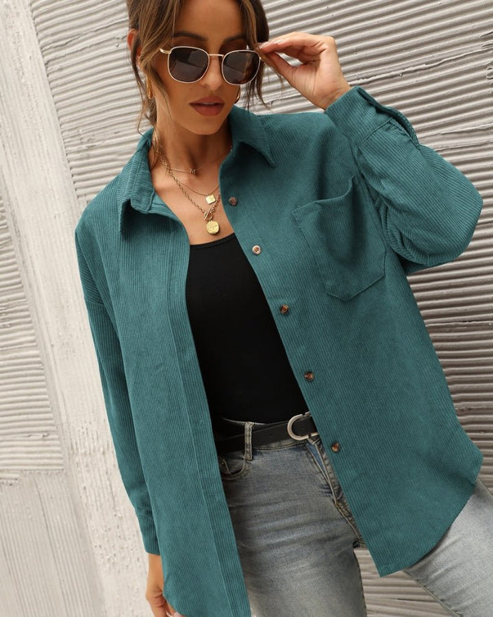 Camicia oversize in velluto a coste