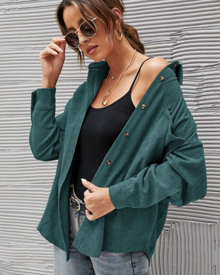 Camicia oversize in velluto a coste