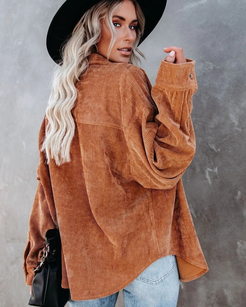 Camicia oversize in velluto a coste