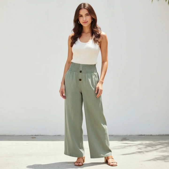 Riana™ - Pantaloni Relaxed a Vita Alta
